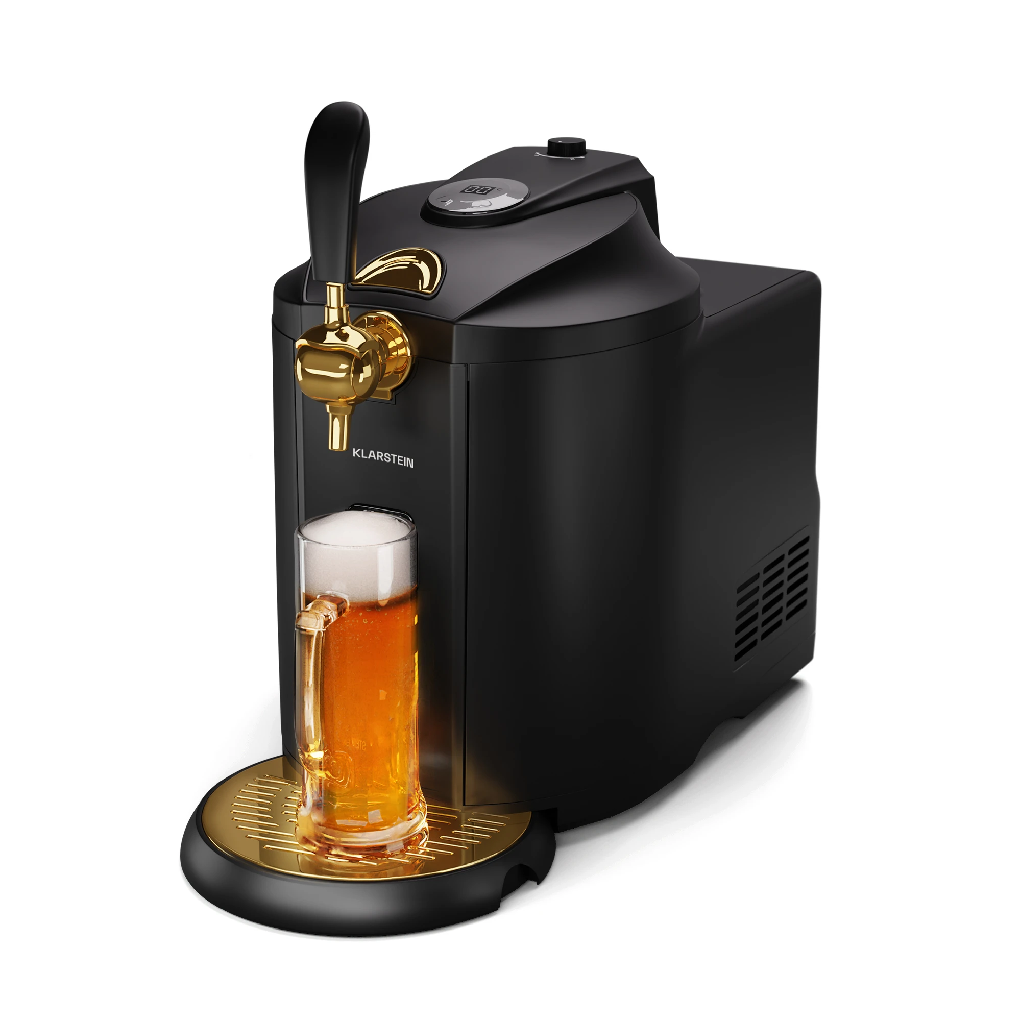 Beerkules Spillatore di birra | per fusti da 5 litri | Compressore di raffreddamento | Display a LED | 6 livelli di temperatura