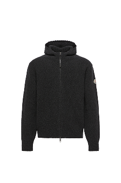 Felpa con zip e cappuccio in misto lana bouclé