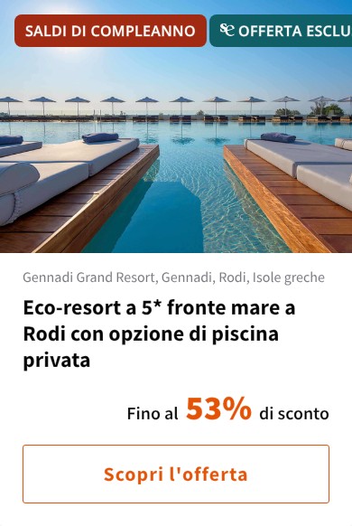 Eco-resort a 5* fronte mare a Rodi con opzione di piscina privata