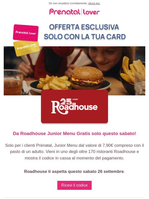 🍔 Junior Menù GRATIS da Roadhouse: solo Sabato 26/09