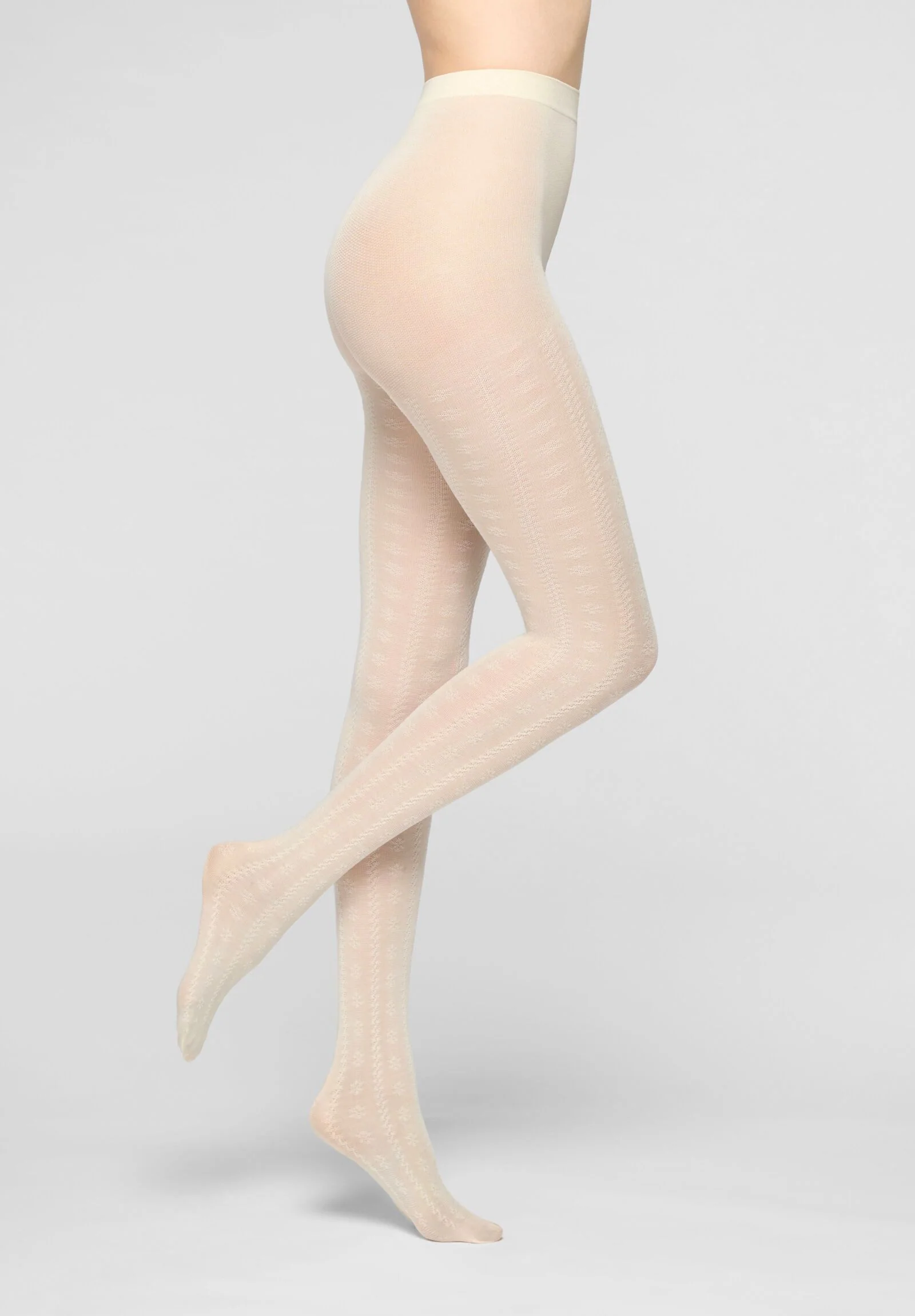 Image of Collant in morbido Lyocell Texture Grace - Bianco Lana
