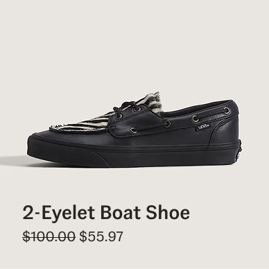 Black 2-Eyelet Boat Shoe