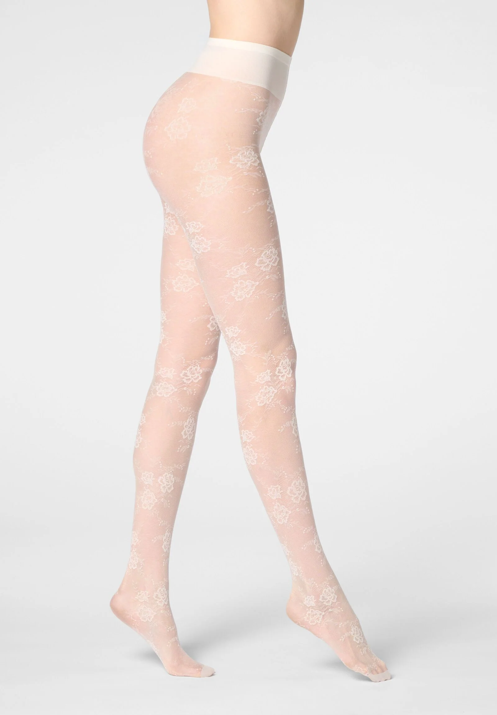 Image of Collant semi-Velato Floreale Pure Lace 20 - Bianco Lana