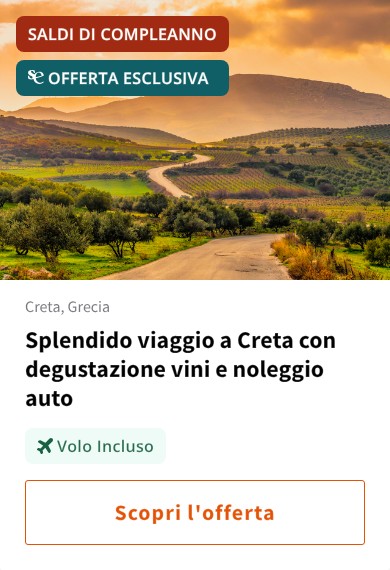 Splendido viaggio a Creta con degustazione vini e noleggio auto