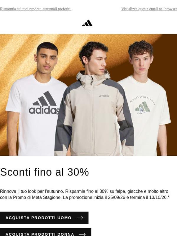 Fino al 30% di sconto sui look autunnali online e in negozio