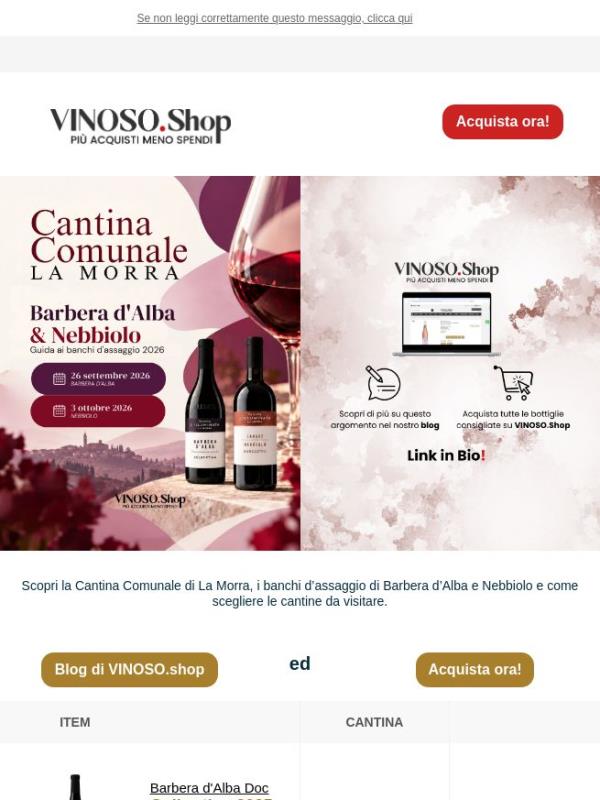 📆 VINOSO | Cantina Comunale La Morra: vini e degustazioni