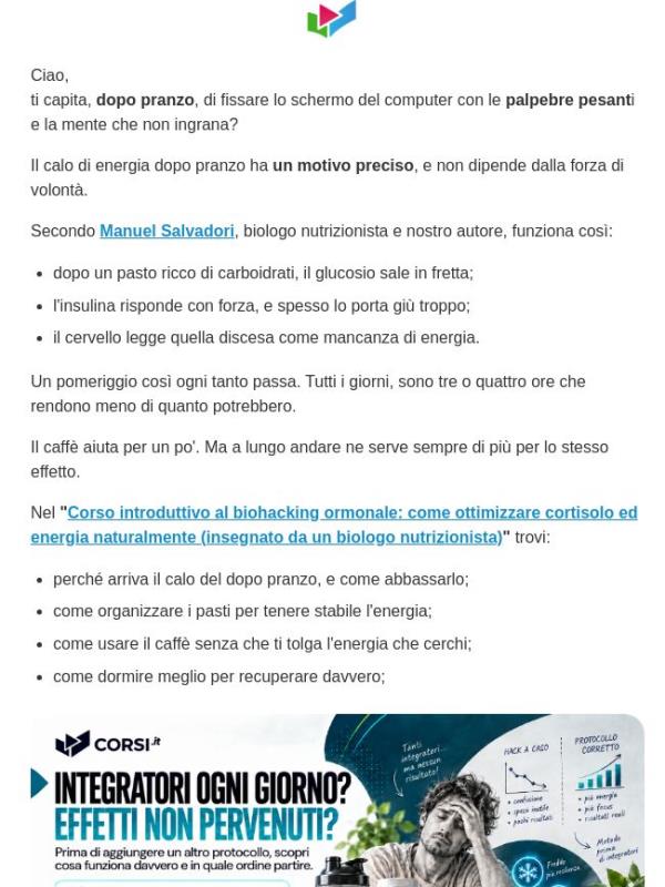 Poca energia dopo pranzo? C’è un motivo preciso.