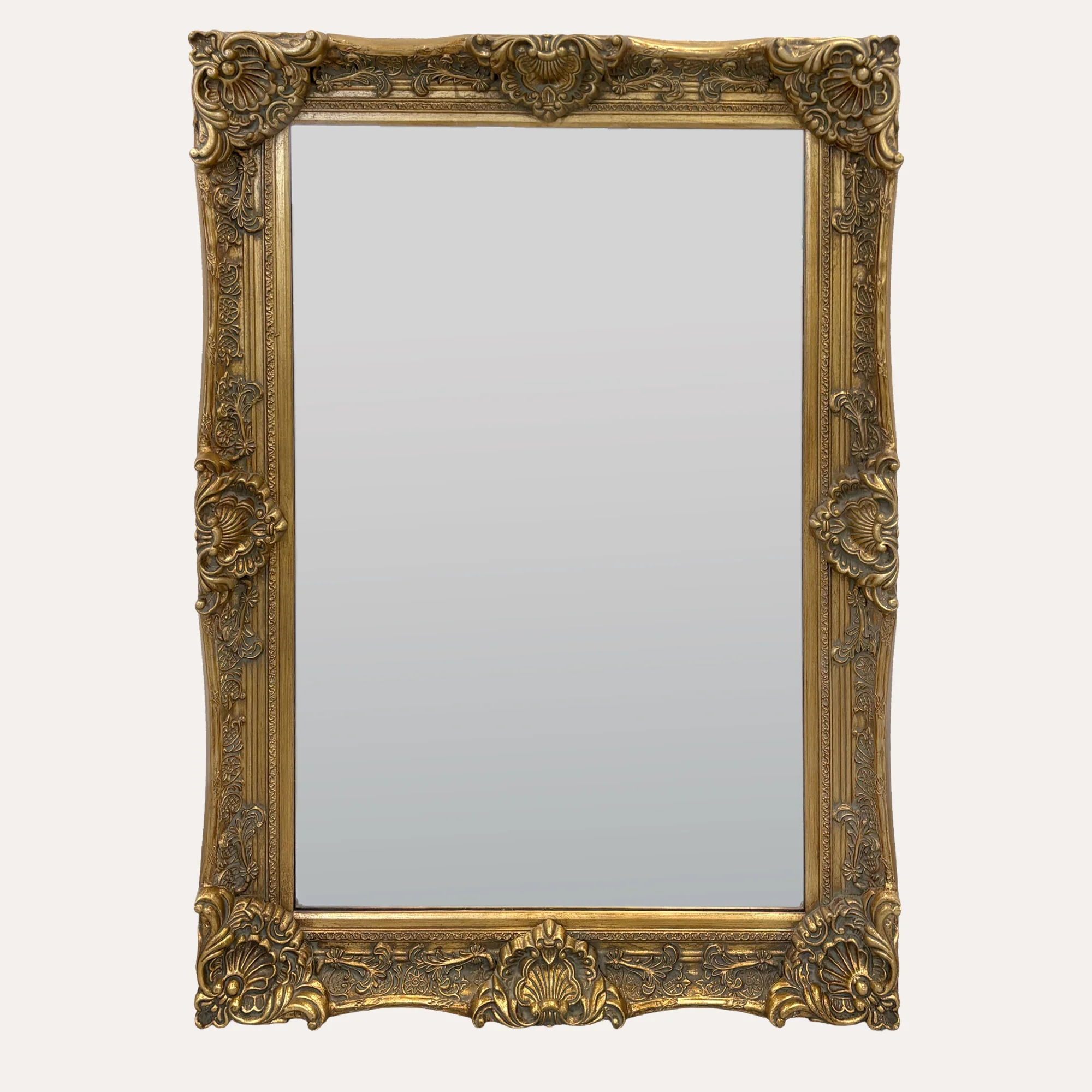 Image of Specchio da Parete 90x115 cm con Cornice Decorata in Legno Oro