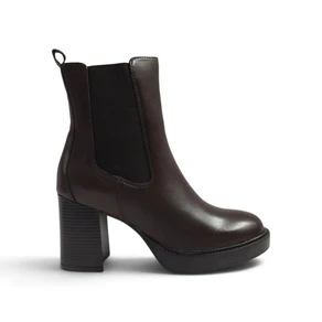 Stivaletto Donna con Tacco e Plateau in Pelle Marrone | Vueva