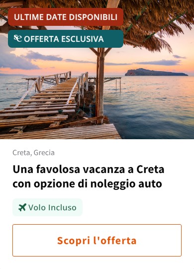 Una favolosa vacanza a Creta con opzione di noleggio auto