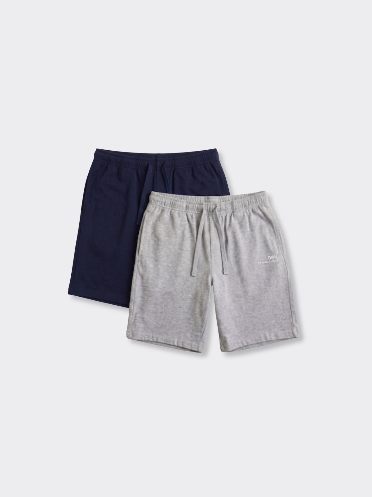Pantaloncino in Jersey Blu e Grigio Chiaro Melange - Set da 2