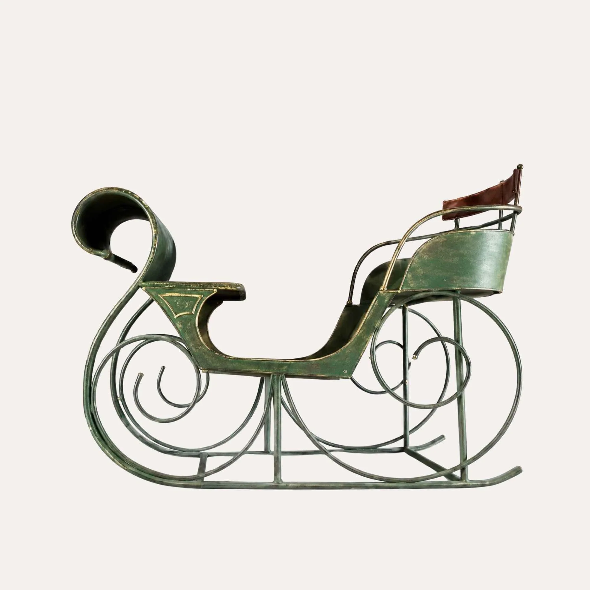 Image of Slitta Natalizia in Ferro Verde 185x120x80 cm