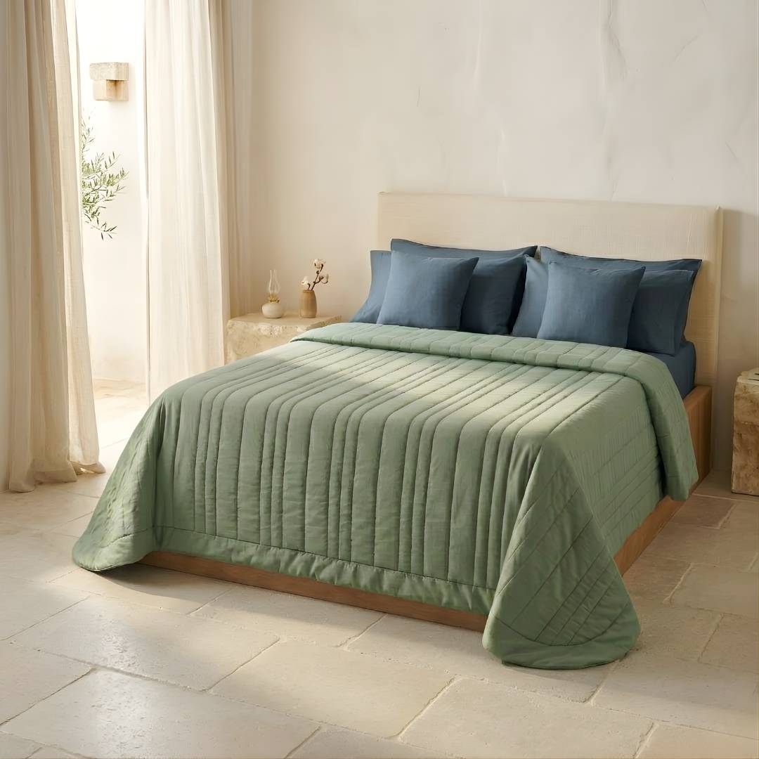 Trapunta in puro lino stone washed