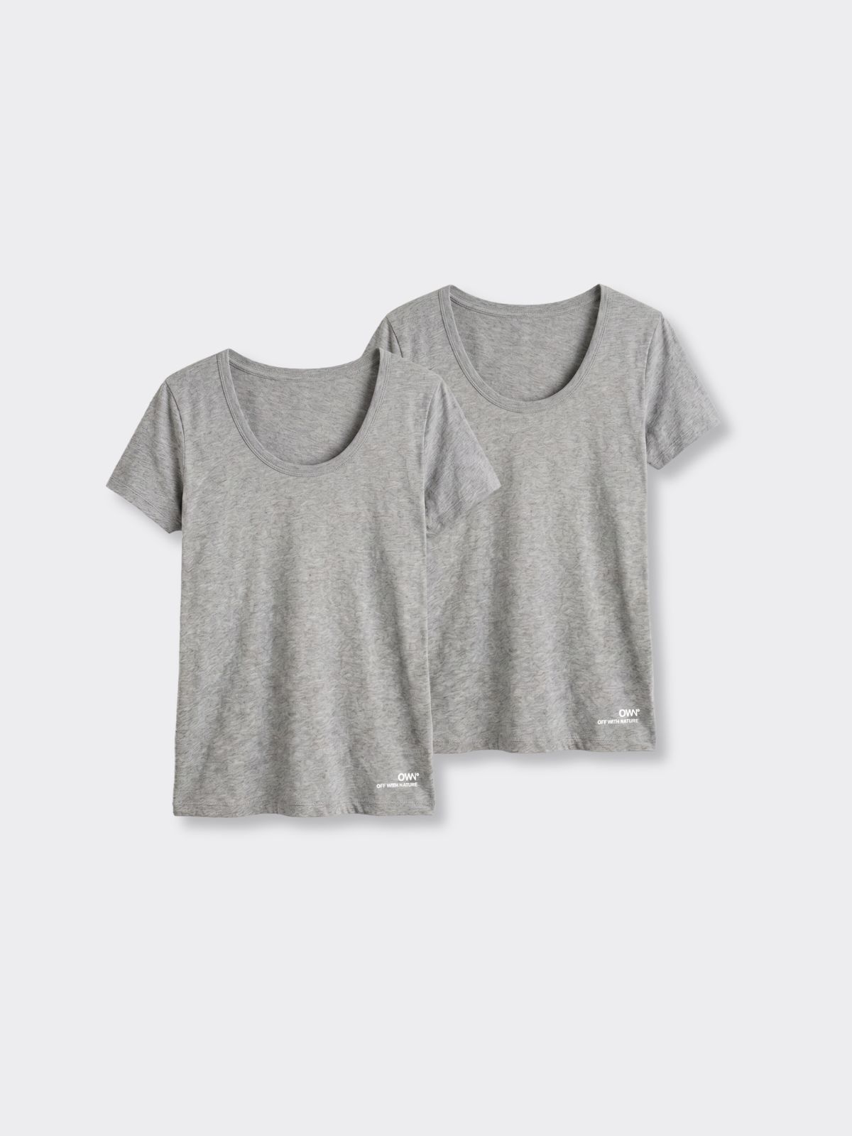 T-Shirt Scollo Profondo Grigio Chiaro Melange - Set da 2