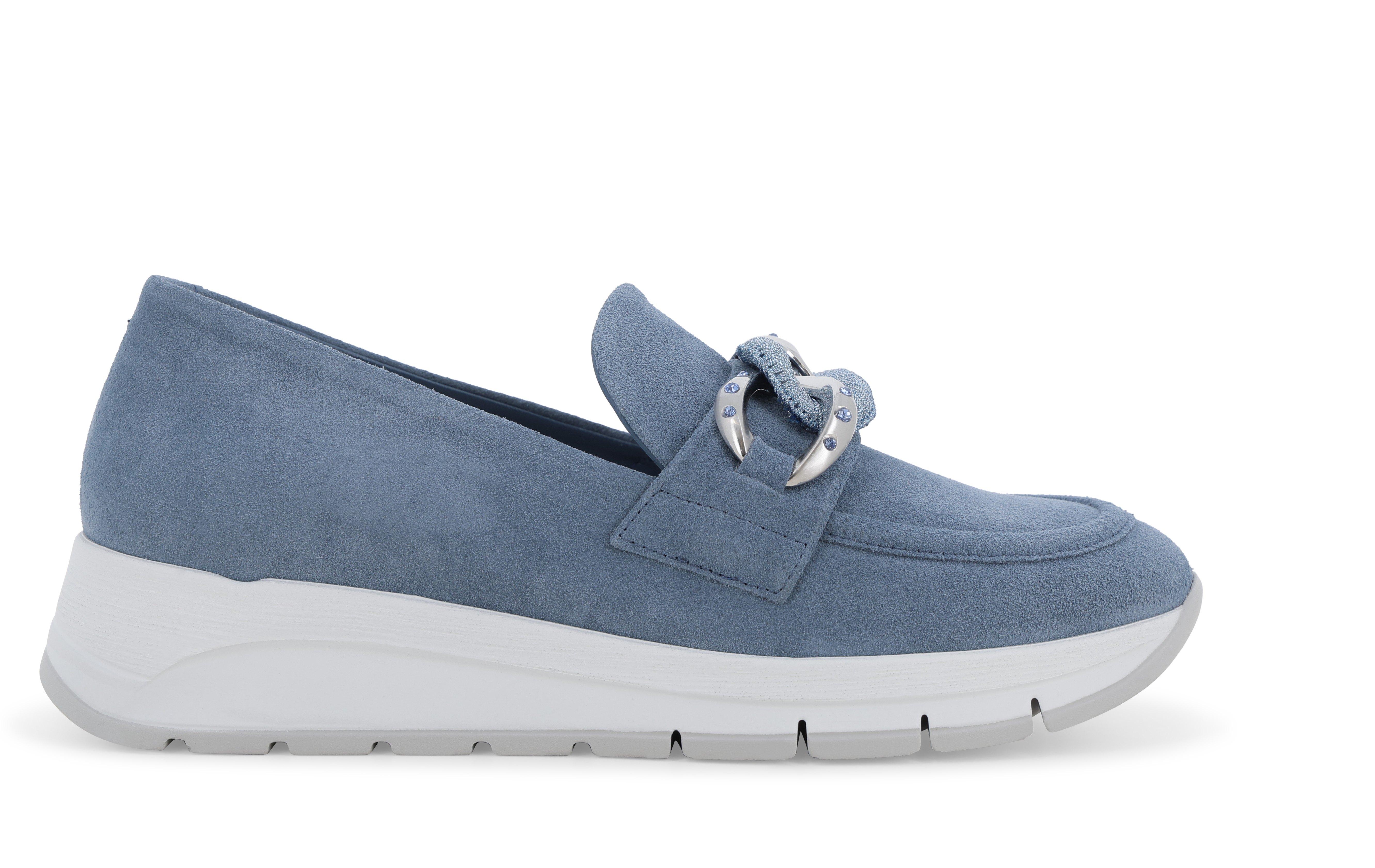 Mocassino comfort blu avio in camoscio con accessorio r20091