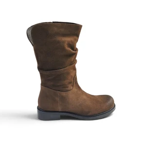 Stivaletto Donna con Tacco Basso in Camoscio Marrone Noce | Taj