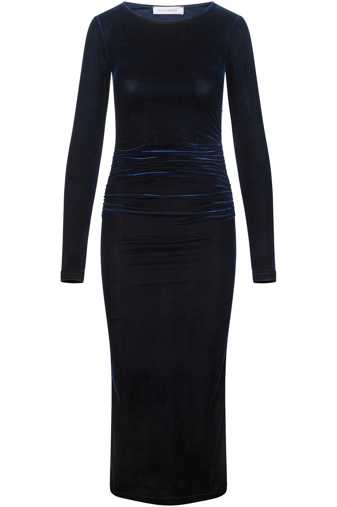 Image of abito aderente in velluto navy