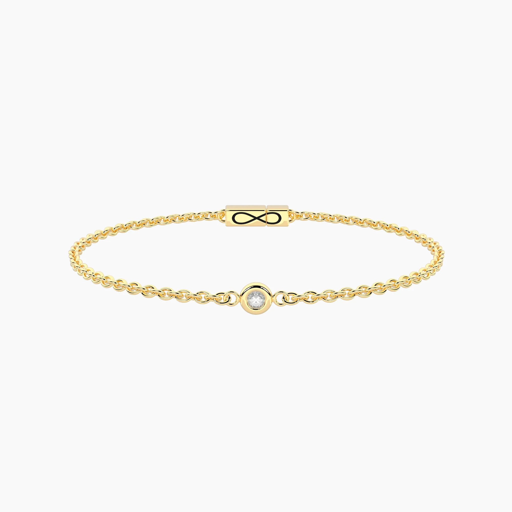 Image of Bracciale infinity in acciaio dorato con diamante lab-grown DIAMANTE