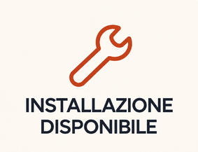 Orange wrench icon above text 'Installation available' — indicates installation service is available