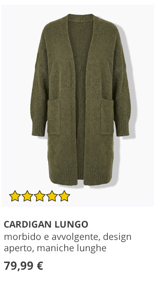 Morbido cardigan lungo in forma aperta