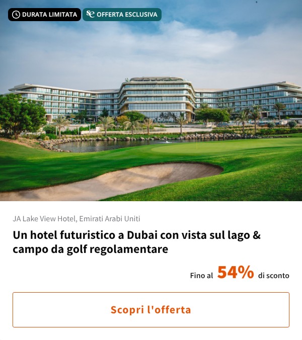 Un hotel futuristico a Dubai con vista sul lago & campo da golf regolamentare