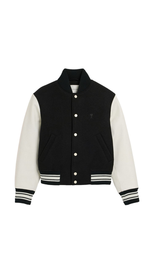 Wool and leather bomber jacket