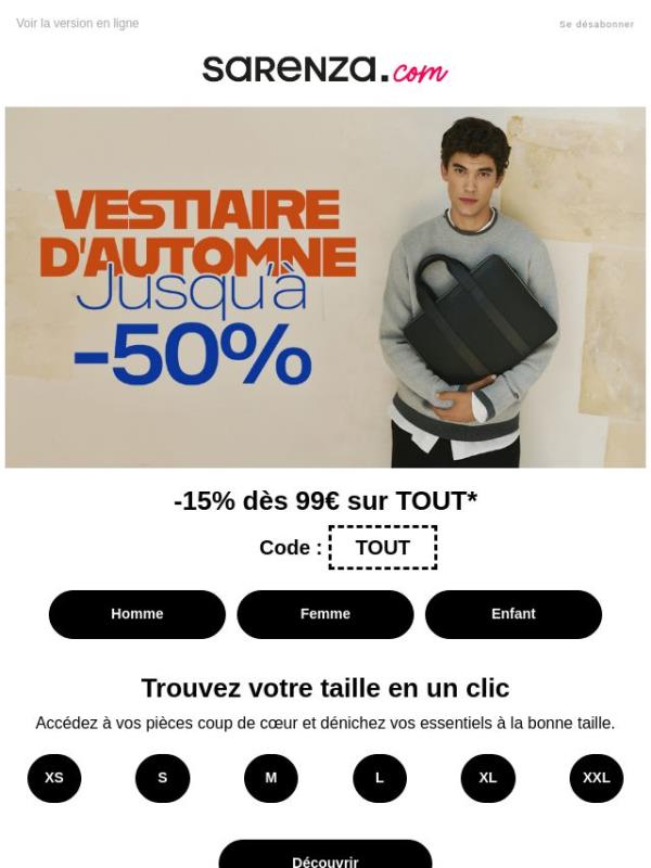 48H CHRONO -15% supp sur TOUT *  dès 99€