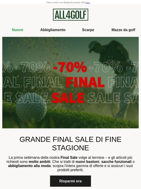 Final Sale: fino al 70% di sconto a fine stagione