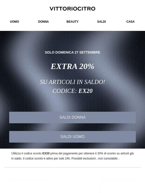 Solo oggi: un extra 20% sui saldi