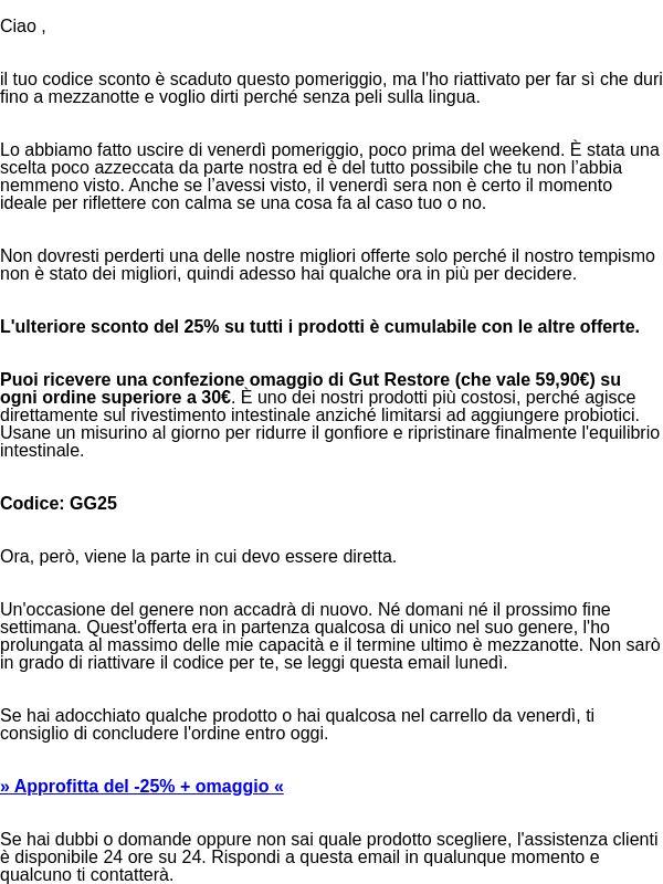 Non potevo fartelo perdere