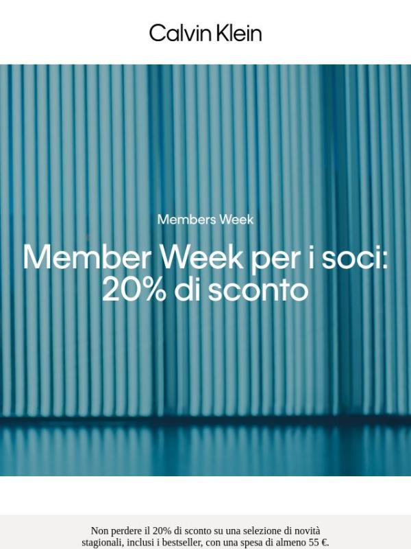 Member Week per i soci: 20% di sconto