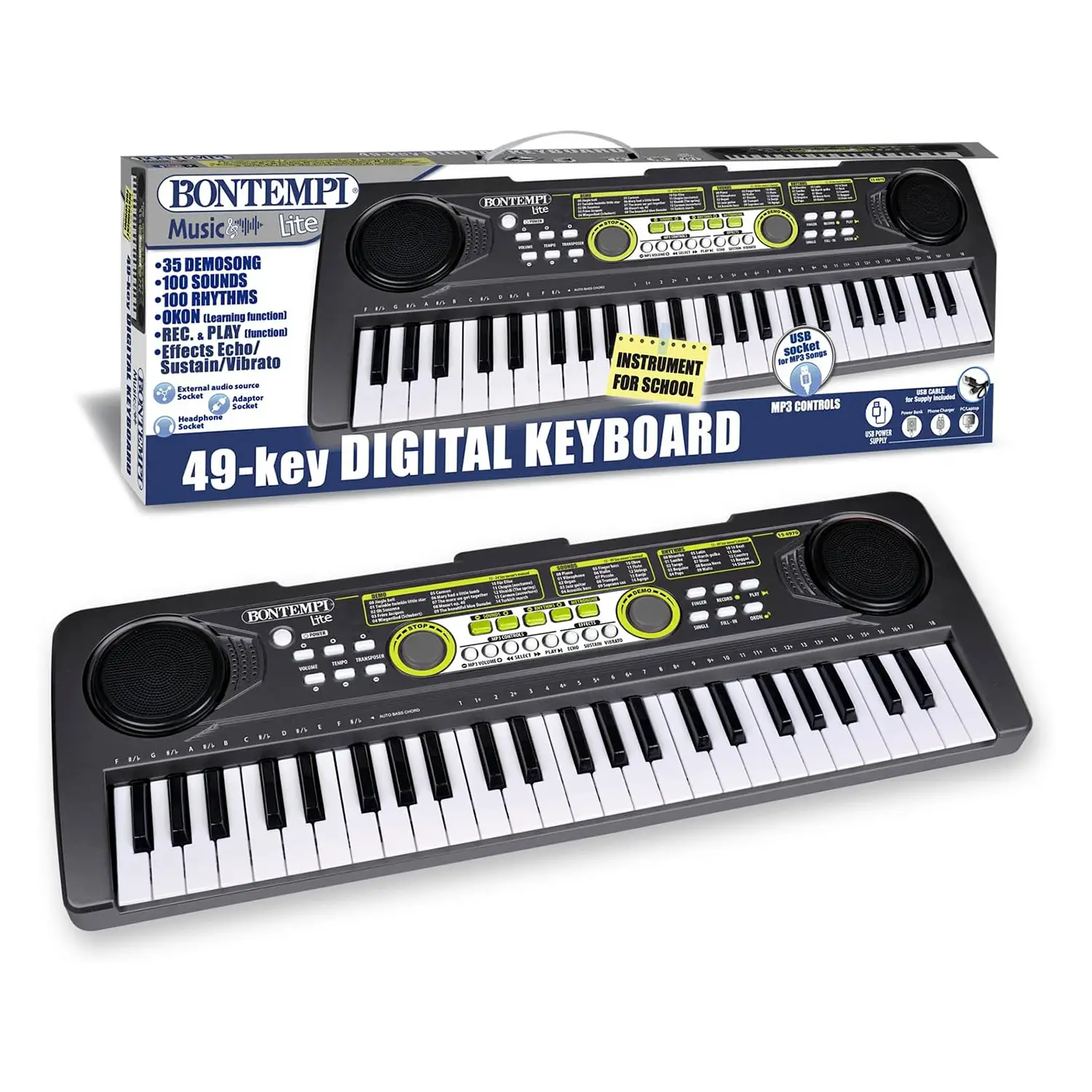 Tastiera Musicale Didattica Bontempi 49 Tasti con Presa USB - 52x18x5 cm