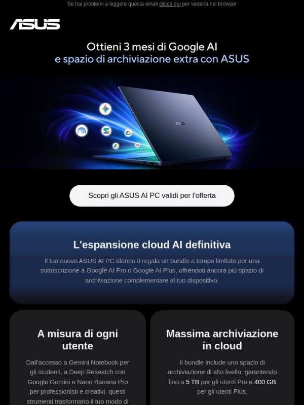Potenzia il tuo notebook con 3 mesi di Google AI!