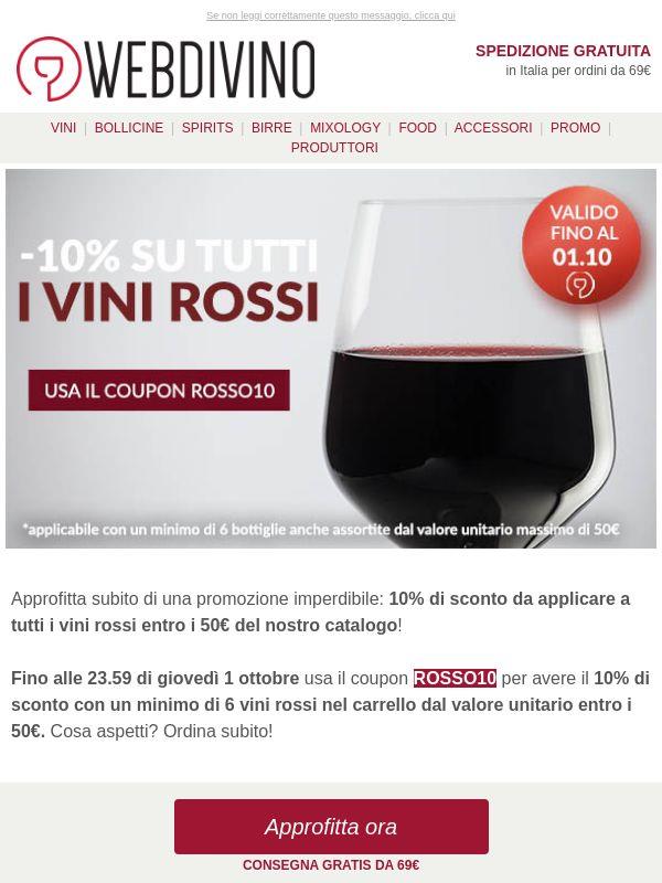 -10% sui vini rossi 🔥 Fino a giovedì