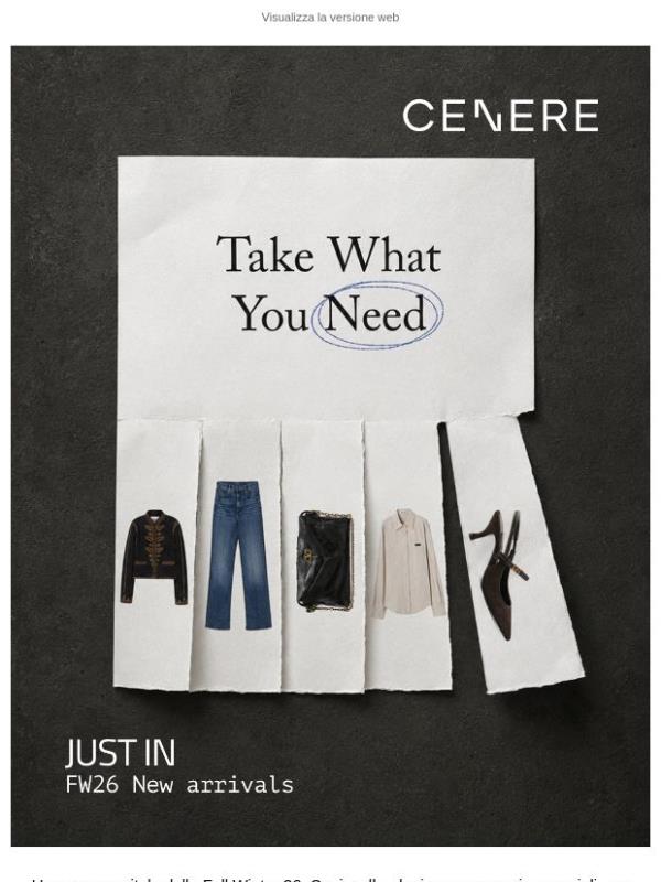 Take What You Need: nuovi arrivi by Cenere