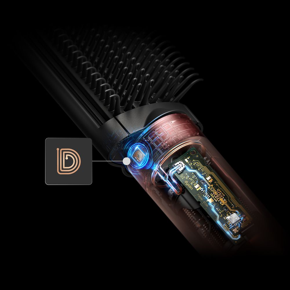 Vista in sezione che mostra la tecnologia di riconoscimento degli accessori all’interno dello styler Dyson Airwrap Co-anda2x.