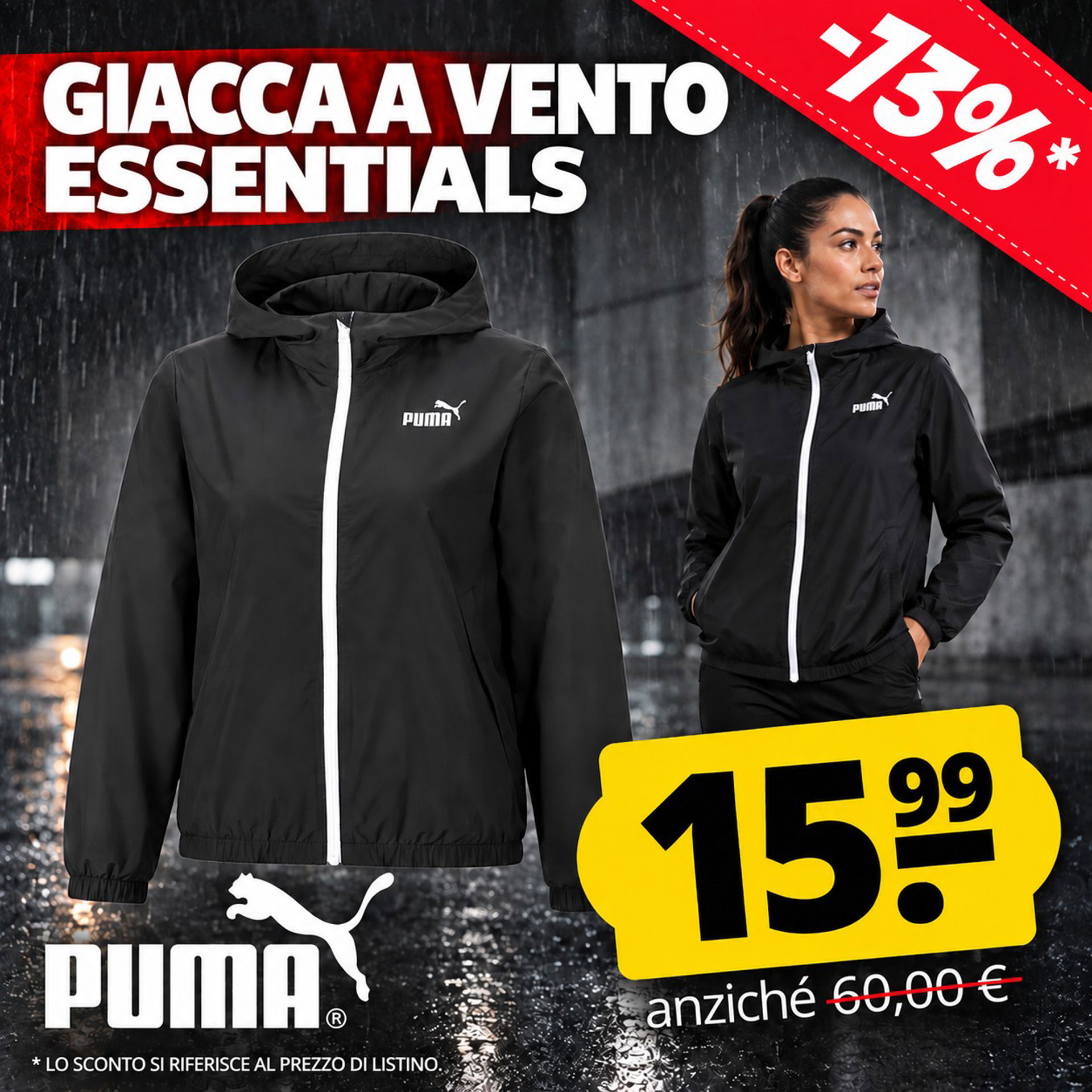puma essentials solid windbreaker donna giacca