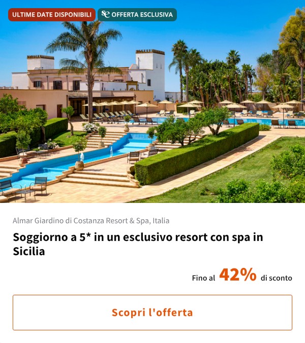 Soggiorno a 5* in un esclusivo resort con spa in Sicilia