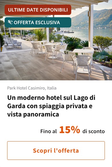 Un moderno hotel sul Lago di Garda con spiaggia privata e vista panoramica