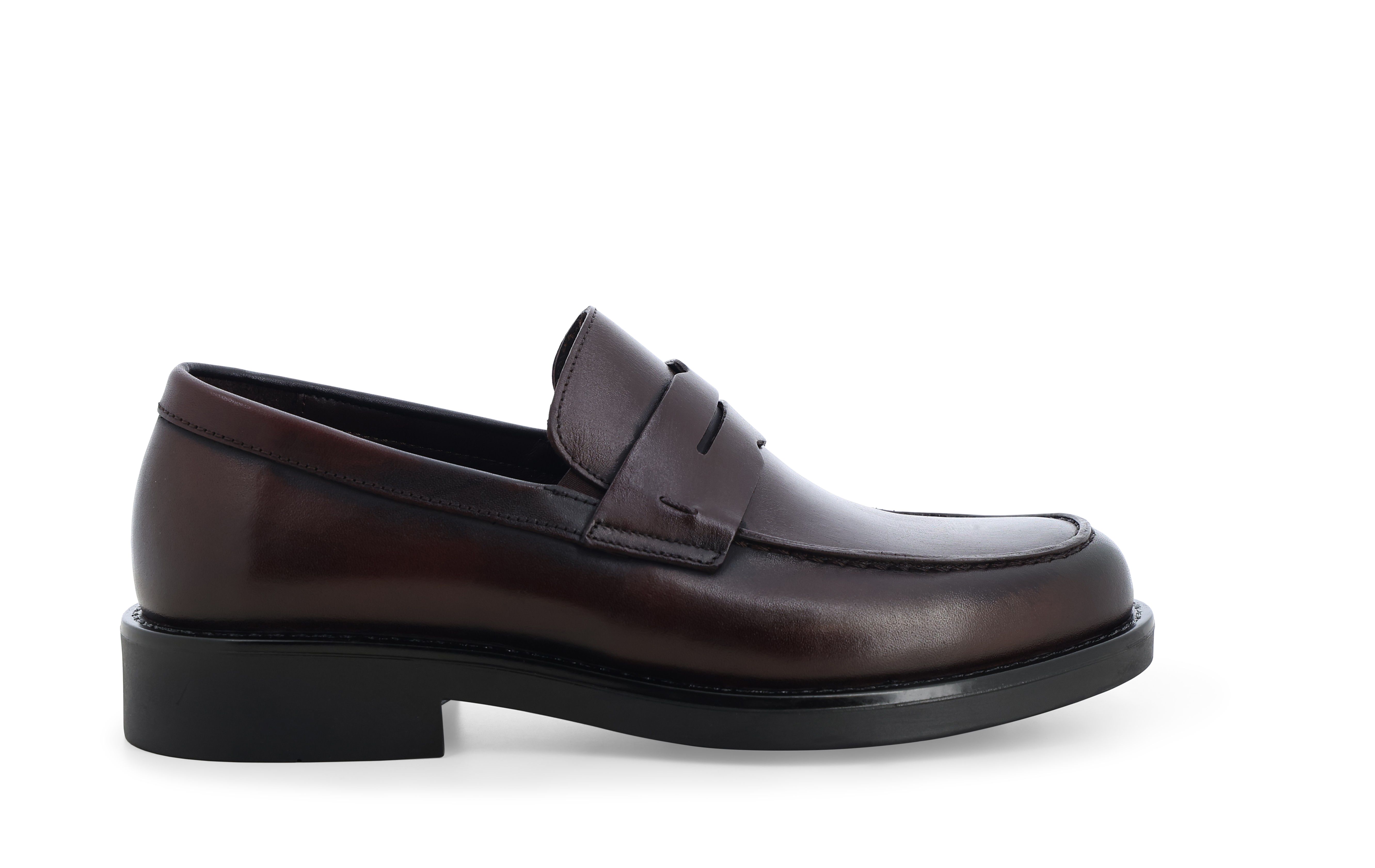 Mocassino uomo classico in pelle di vitello marrone u96003bk