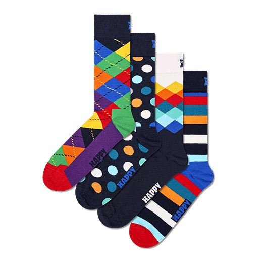 Set regalo con calzini multicolori, confezione da 4