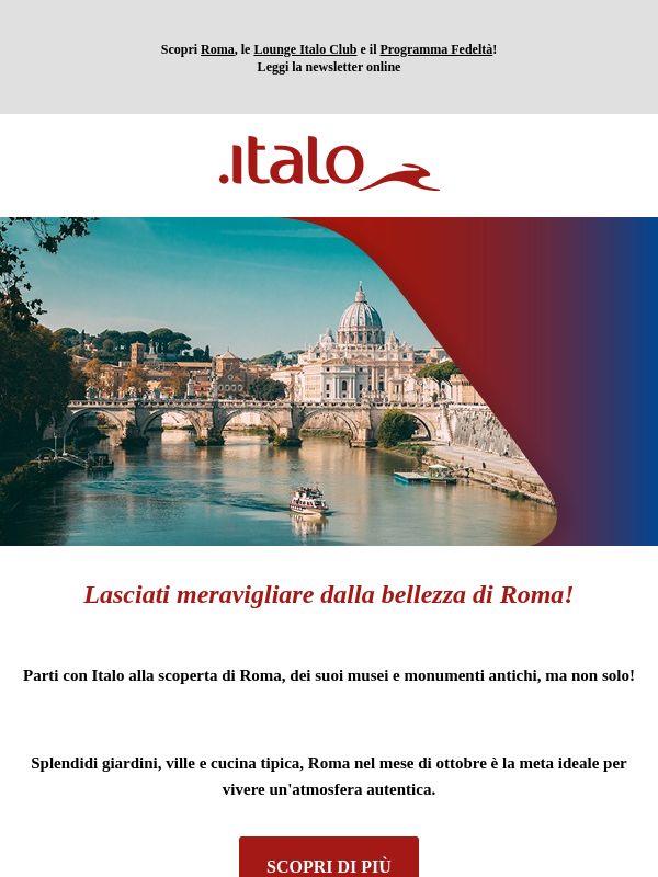 Scopri Roma con Italo! Viaggia gratis con i Punti Italo Più.