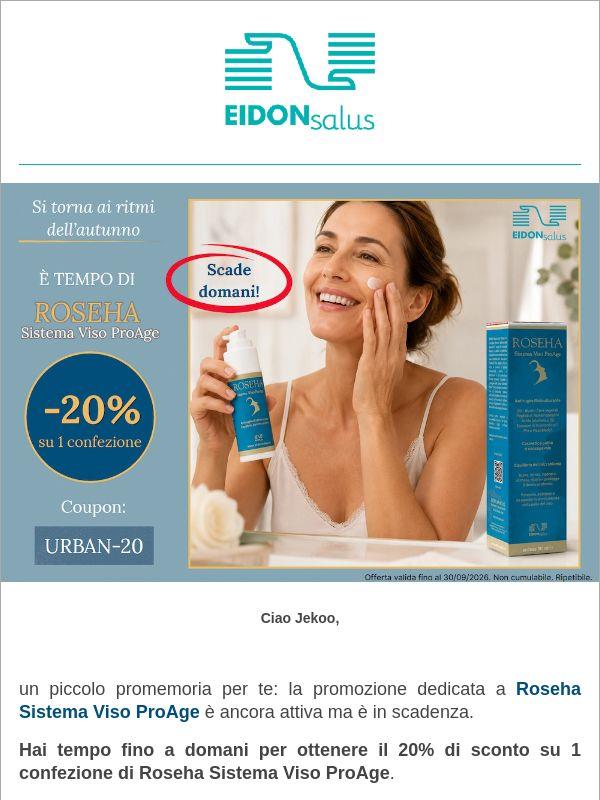 Scade domani la promo del 20% su Roseha Sistema Viso ProAge