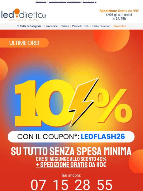 ⚡ Extra SCONTO Flash da non perdere, valido per pochi giorni.