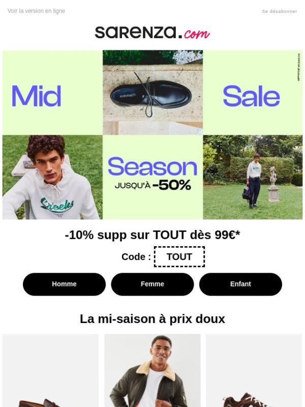 🔥 Mid Season Sale : jusqu'à -50% !