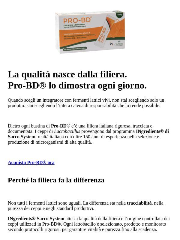 🌿 La qualità nasce dalla filiera: scopri Pro-BD®
