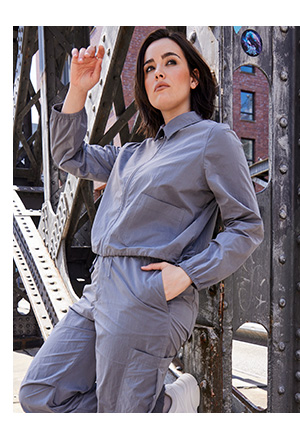 Blusa camicia, zip, colletto camicia, maniche lunghe