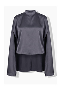 Blusa a mantello, satin, oversize, colletto alto – scopri ora