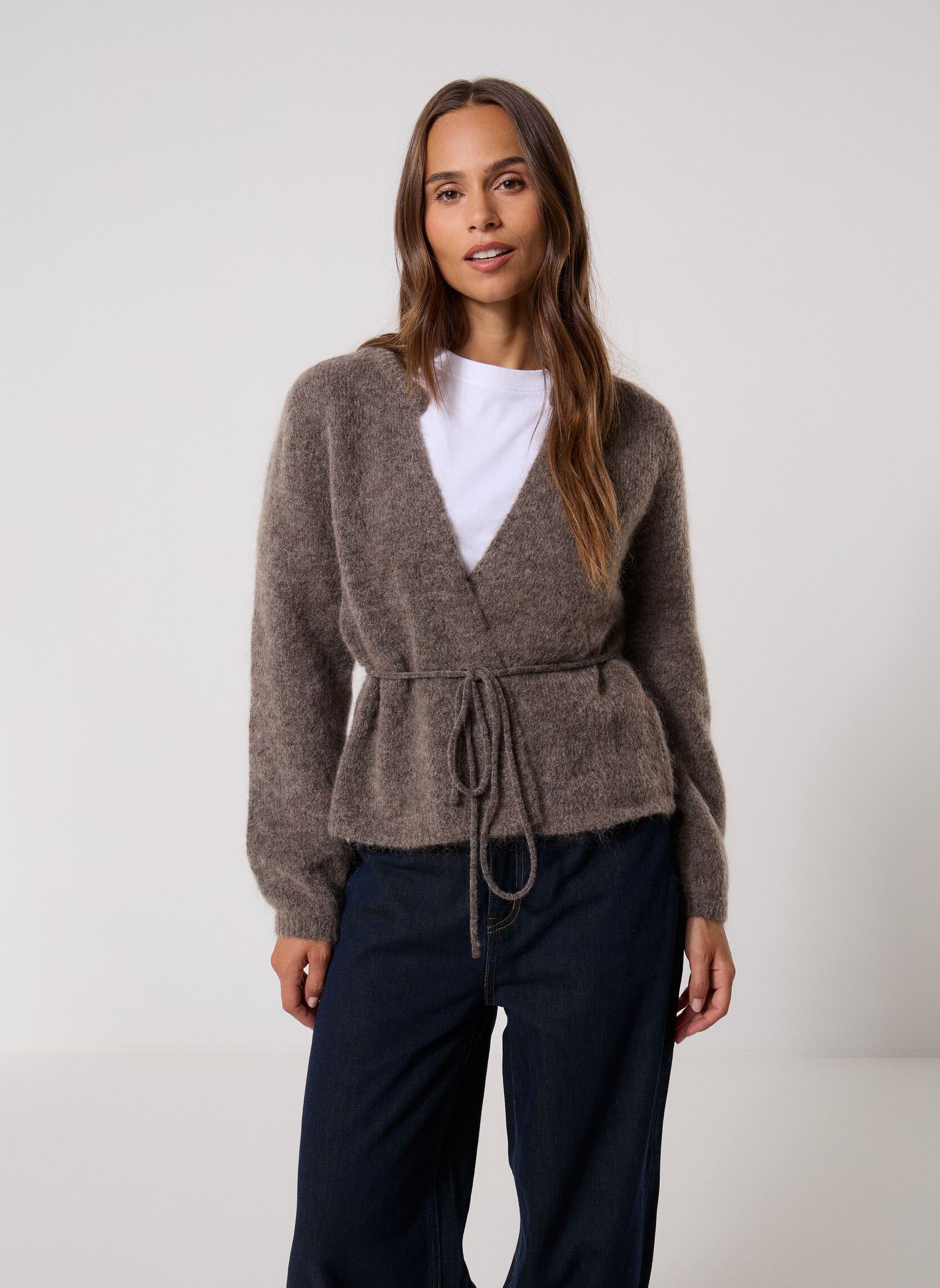 OBJECT Gilets et Cardigans Objnete L/S Re Tie Cardigan Noos donnas marrone