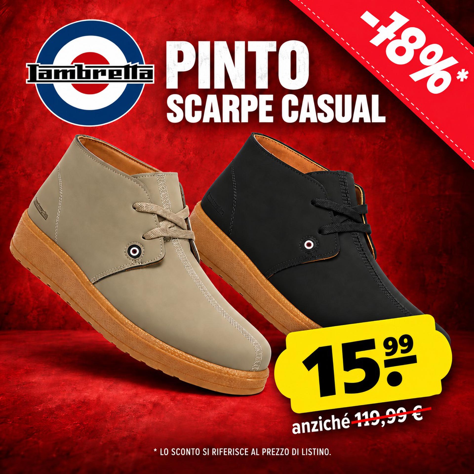 lambretta pinto casual uomo scarpe sabbia